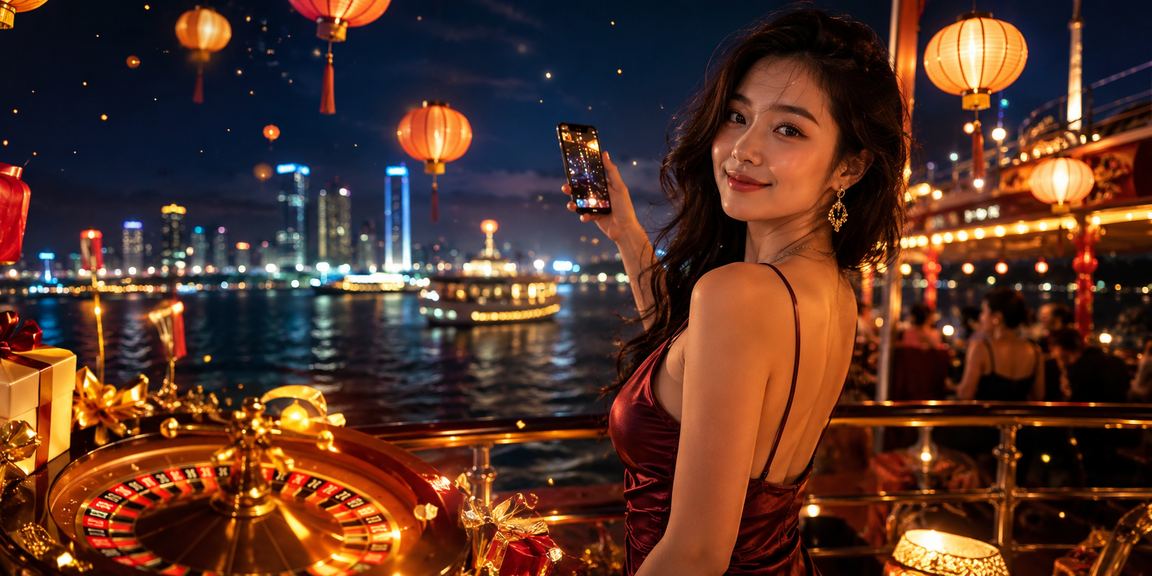 Khung cảnh đêm Hội An với người dùng theo dõi sự kiện cá cược qua điện thoại